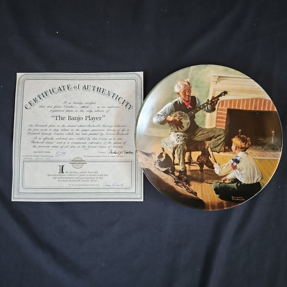 Vintage‎ Norman Rockwell "The Banjo Player" Decorative Plate Knowles 1989